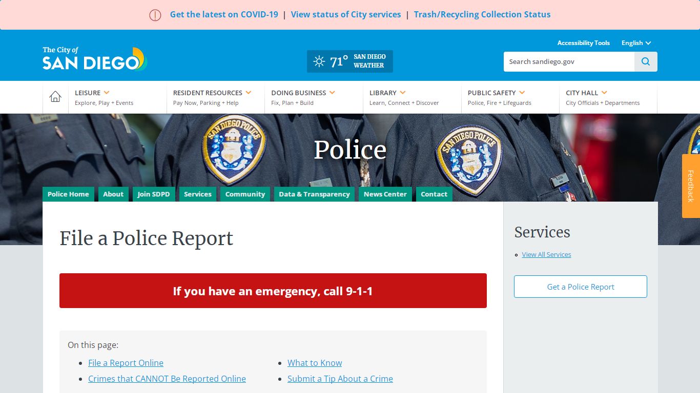 File a Police Report | Police | City of San Diego Official Website